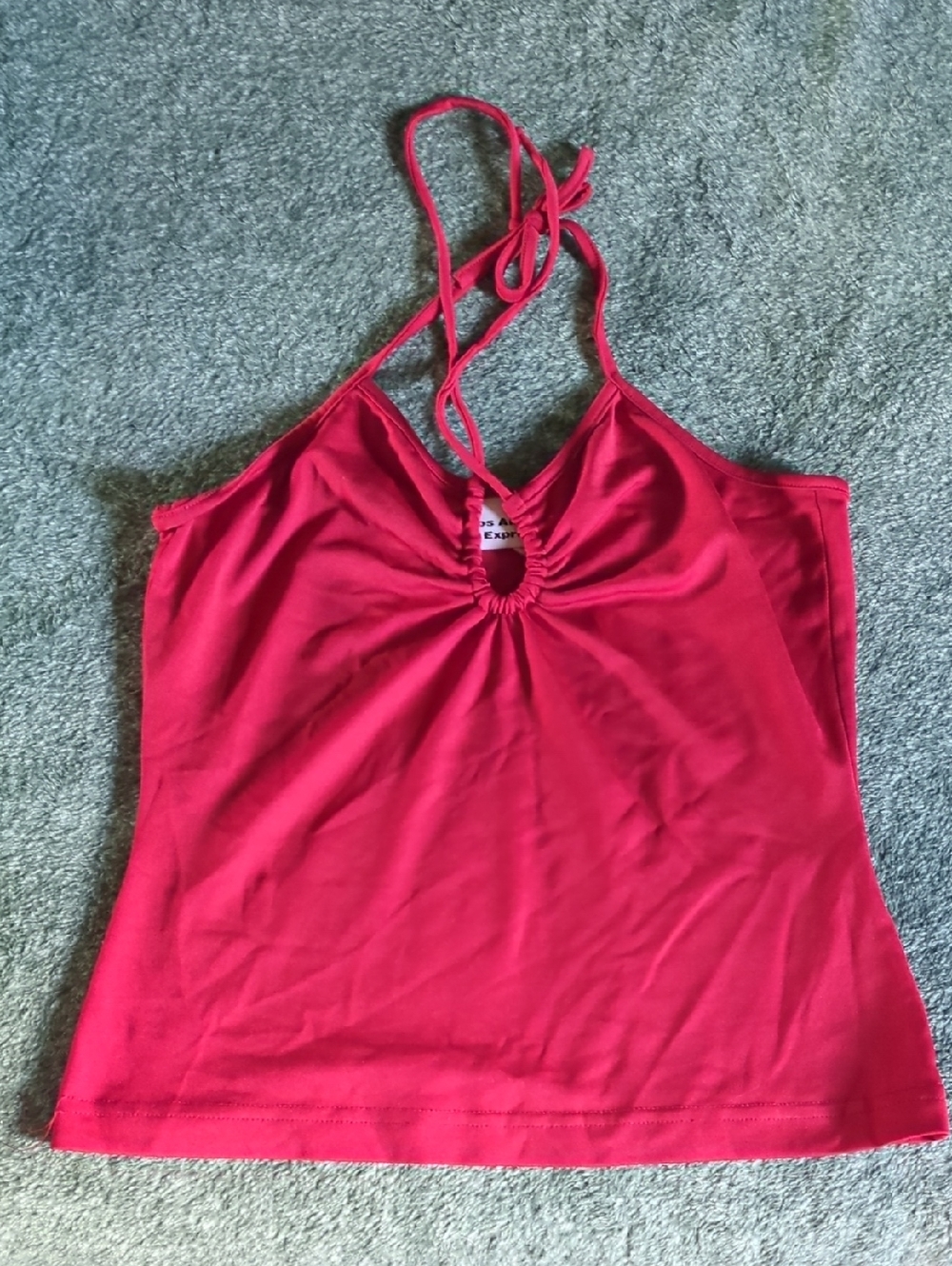 Vintage Los Angeles Express Women’s Red Halter Tank Top with Keyhole Detail
